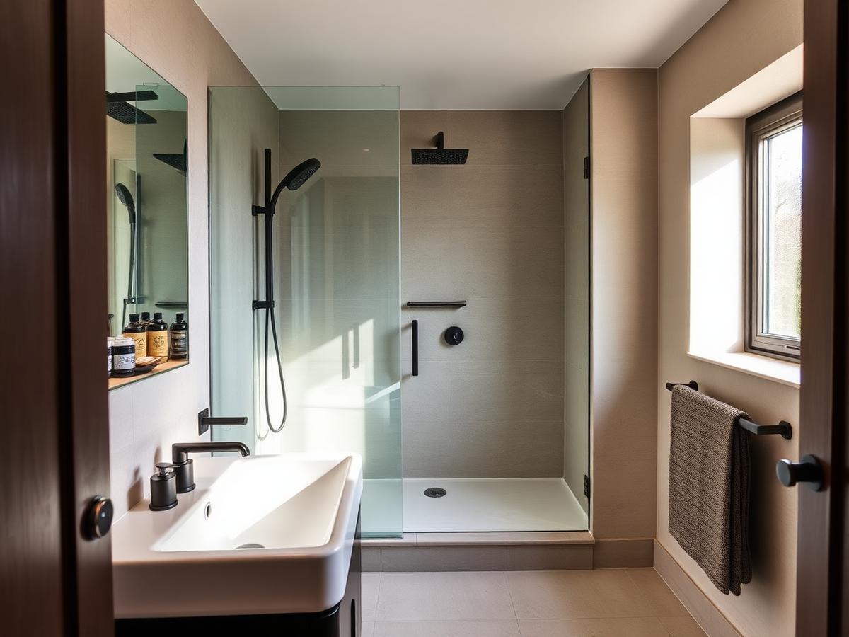 Salle de bain rénovée avec douche à l'italienne
